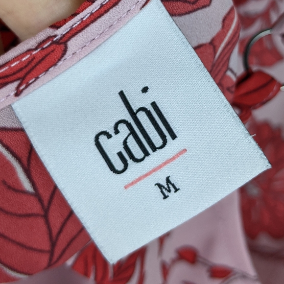 Cabi | Pink and Red Peplum Blouse size Medium - Picture 2 of 6